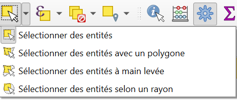 Outils de sélection de la barre d'outils